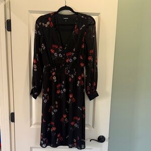 Express Black Dress with Red and Purple Floral